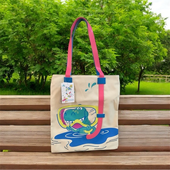 Disney Parks Pixar Toy Story Snorkeling Rex ~ Canvas tote Large Travel Beach Bag - Picture 6 of 15
